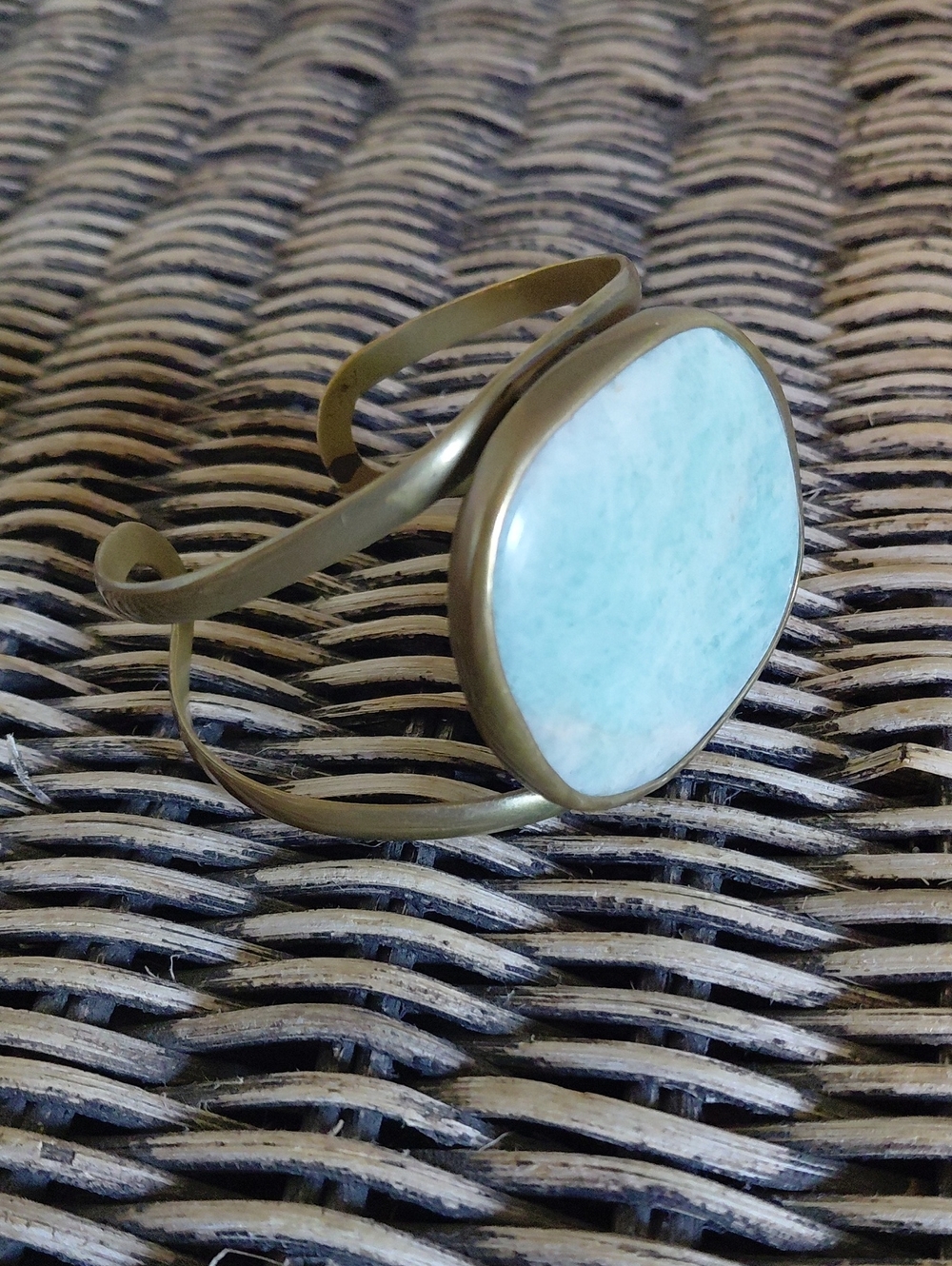 Vintage Brass/Stone Open Cuff Bracelet